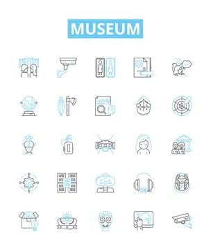 Museum vector line icons set. Museum, Exhibit, Artifact, Collection, Exhibiton Stock Illustration