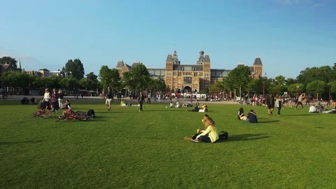 Museumplein, museums in Amsterdam Stock Footage 75673628