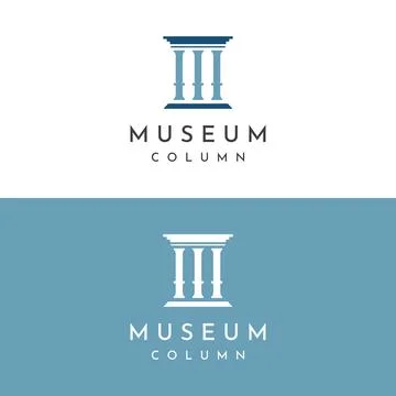 Museums, museum columns, museum lines, museum pillar logos. Museums with mi.. Stock Illustration