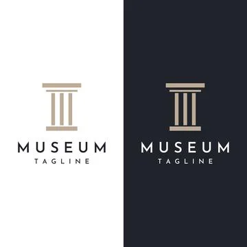 Museums, museum columns, museum lines, museum pillar logos. Museums with mi.. Stock Illustration
