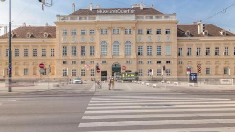 The Museumsquartier timelapse hyperlapse or Museums Quartier is an area in th Stock Photos