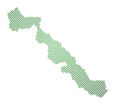 Musha Cay dotted map. Digital style shape of Musha Cay. Tech icon of the is.. Illustrazione stock