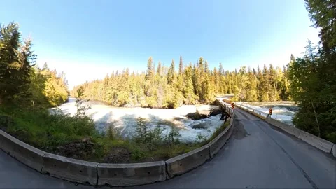 The Mushbowl Bridge over the Murtle River in Wells Gray Provincial Park Stock Footage 265021426