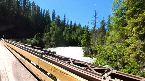 The Mushbowl Bridge over the Murtle River in Wells Gray Provincial Park Stock Footage 265022700