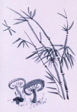 Mushroom and cane Stock Illustration