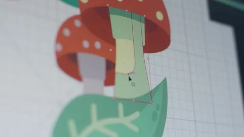 A mushroom being illustrated in Adobe Illustrator Video stock 146658248