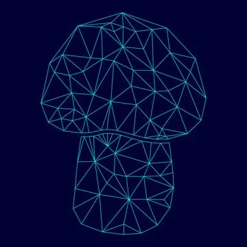 Mushroom - champignon low poly triangulation triangulated polygonal electric  Stock Illustration
