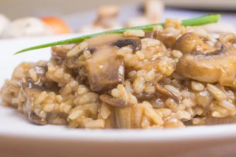 Mushroom Champignon Risotto Stock Photos