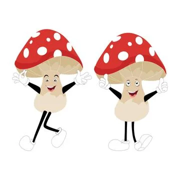 Mushroom character design different expression in vintage style Stock Illustration