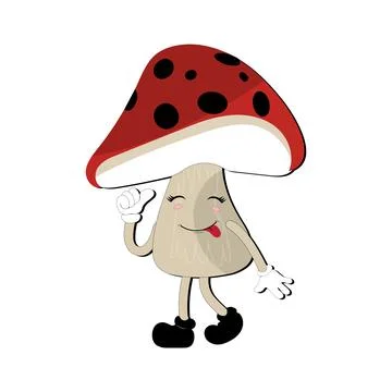 Mushroom character design different expression in vintage style Stock Illustration
