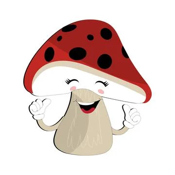 Mushroom character design different expression in vintage style Stock Illustration
