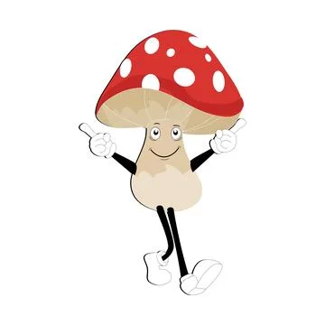 Mushroom character design different expression in vintage style Stock Illustration