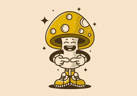 Mushroom character design with shy expression Stock Illustration