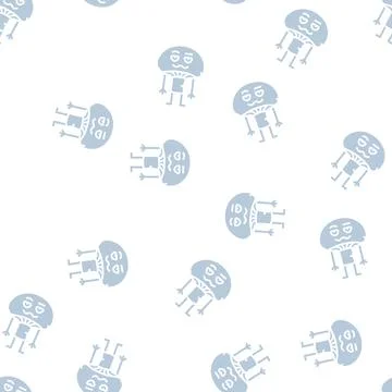 Mushroom character glyph seamless pattern Stock Illustration