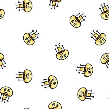 Mushroom character vector seamless pattern イラスト素材