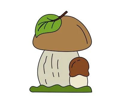 Mushroom children vector doodle Template for books Stock Illustration