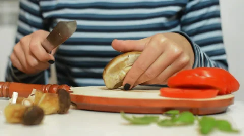 Mushroom on a chopping board Stock Footage 30478507