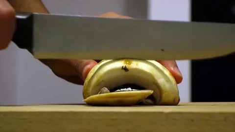 Mushroom chopping Stock Footage 84046000