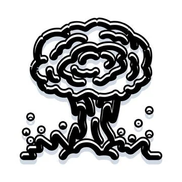 Mushroom cloud forming after large explosion Stock Illustration