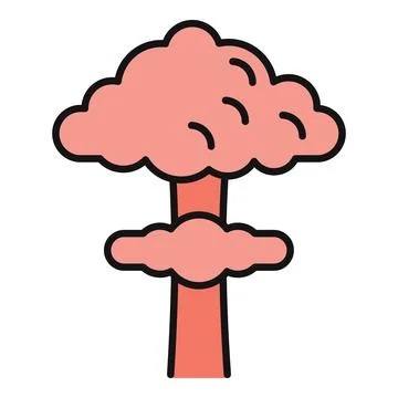 Mushroom cloud icon representing atomic explosion, war, and radiation Stock Illustration