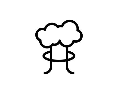 Mushroom cloud. Nuclear blast explosion smoke. Silhouette. Explosion icon. At Stock Illustration