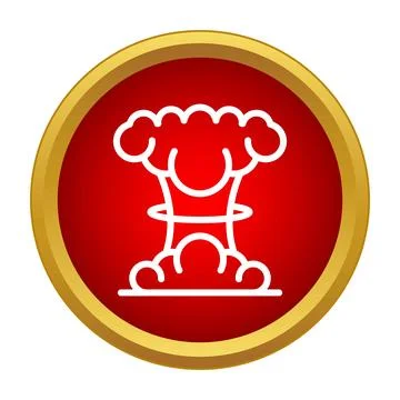 Mushroom cloud nuclear explosion apocalypse red button icon Illustrazione stock