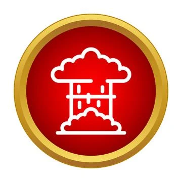 Mushroom cloud showing nuclear explosion danger icon Stock Illustration