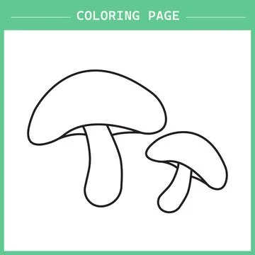 Mushroom Coloring Page Vector Stock Illustration