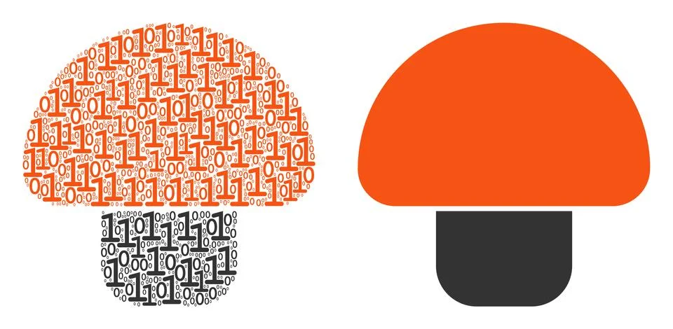 Mushroom Composition of Binary Digits Illustrazione stock
