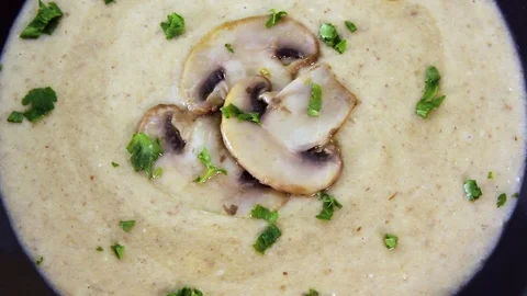 Mushroom cream close up Stock Footage 87346609