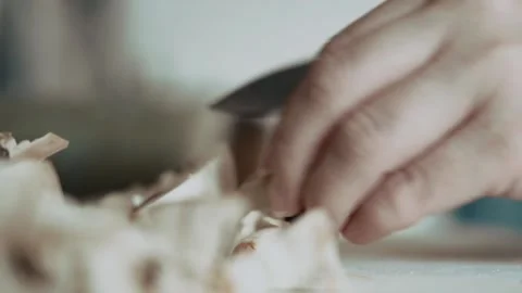 Mushroom cutting Stock Footage 163728021