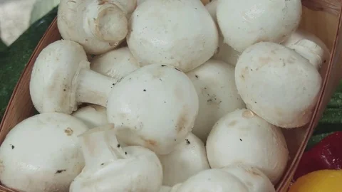 Mushroom falls in the basket Stock Footage 80802048