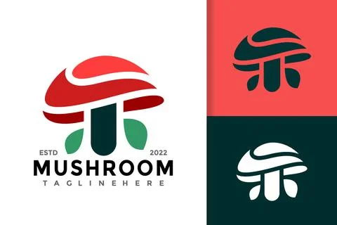 Mushroom Farm Logo Design Vector Template Ilustração Stock
