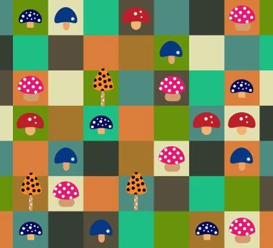 The mushroom field Stock Illustration