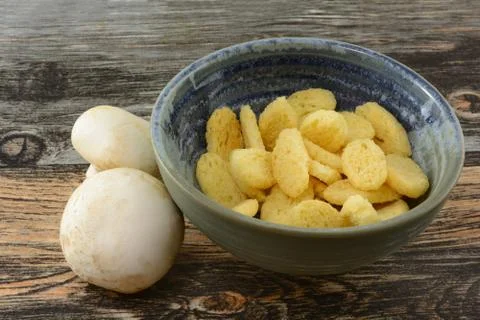 Mushroom flavored bread bites Foto stock