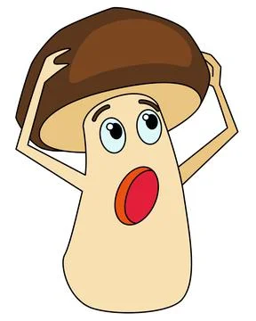 Mushroom forest scared, character - vector full color picture. Illustrazione stock