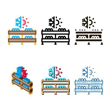 Mushroom forms farm temperature icon vector outline Illustrazione stock