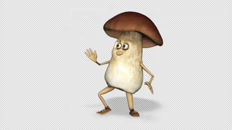 Mushroom Fun Dancing Looped Alpha Channel Video stock 172039345
