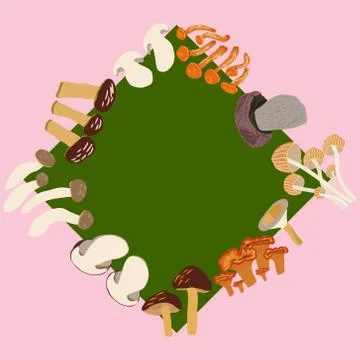 Mushroom geometric frame for text Stock Illustration