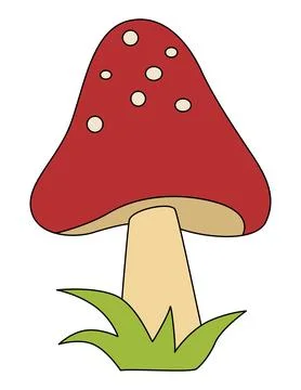A mushroom with grass vector illustration Stock Illustration
