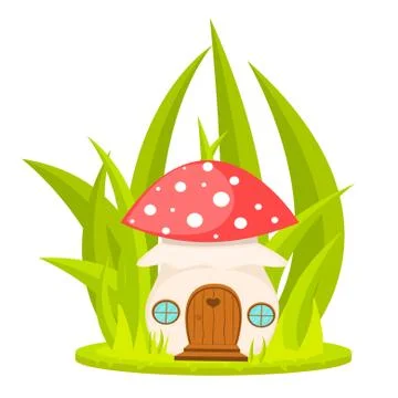 Mushroom house cartoon vector illustration イラスト素材