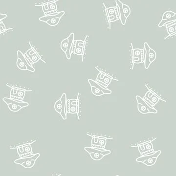 Mushroom house line seamless pattern Stock Illustration