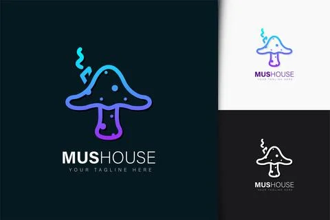 Mushroom house logo design with gradient Stock Illustration