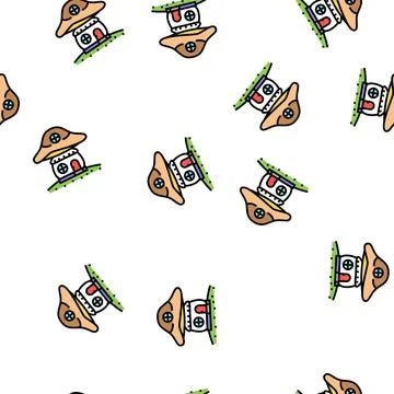 Mushroom house vector seamless pattern Illustrazione stock