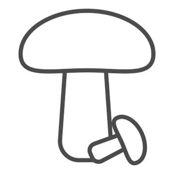 Mushroom Icon Vector - In Line Stroke Design Stock Illustration
