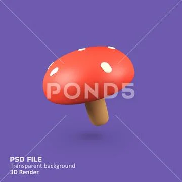 Mushroom isolated 3d render icon illustration PSD 템플릿