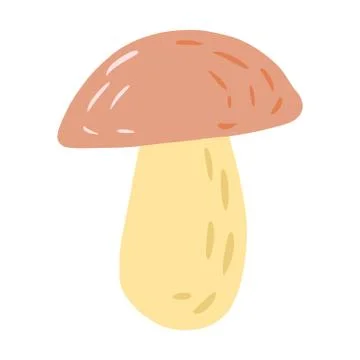 Mushroom isolated on white background. Scandinavian botanical in doodle. Illustrazione stock