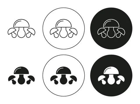 Mushroom Isolated on White Background set. Mushroom vector line art logo Stock Illustration