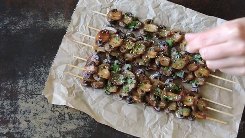 Mushroom kebab. Stock Footage 102062471