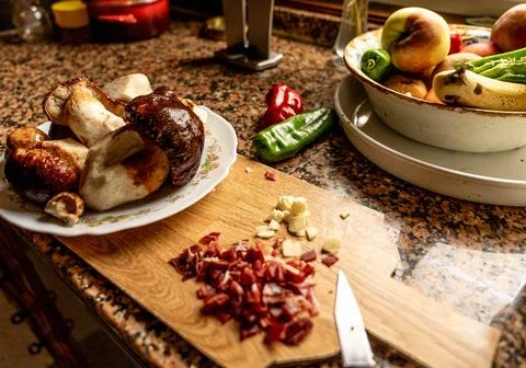 Mushroom in the kitchen Stock Photos